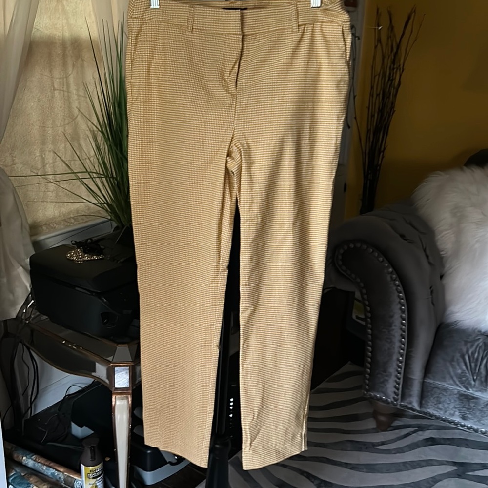 Adrienne Vittadini yellow and white checkered pants size 12 Never worn